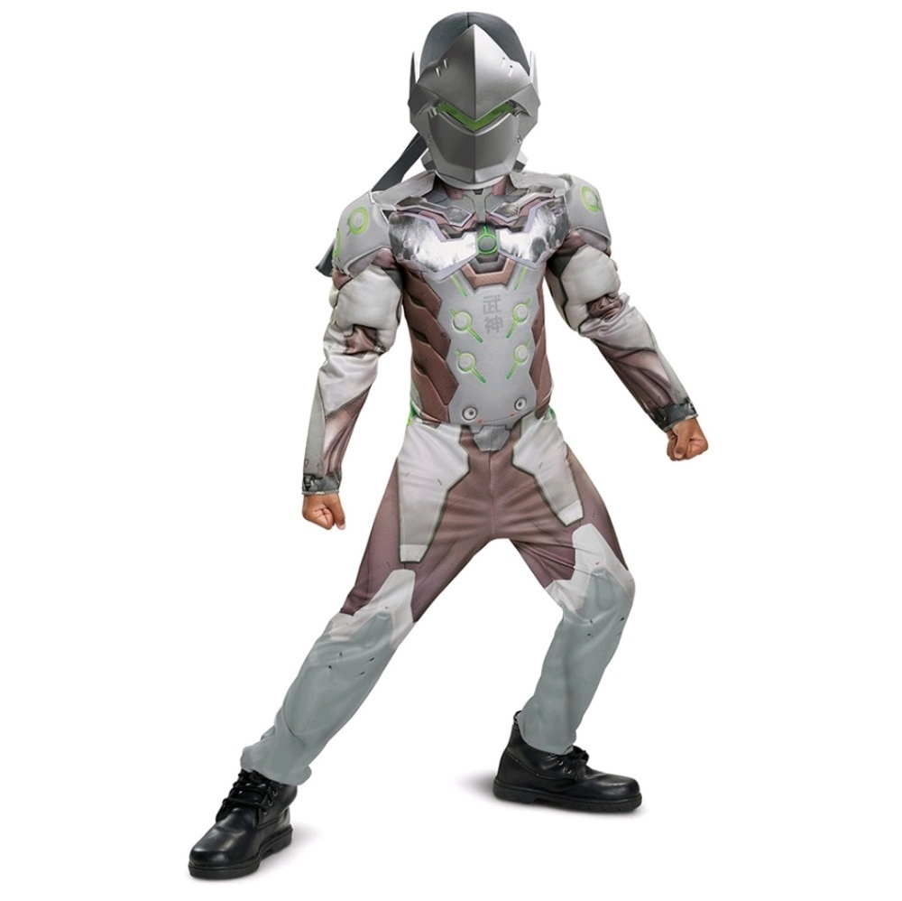 Overwatch Genji Boys Cosplay Halloween Costume Mask Size S 4-6 Gaming